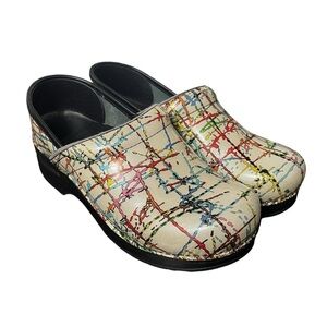 Dansko Barbed Wire Paint Splatter Clogs